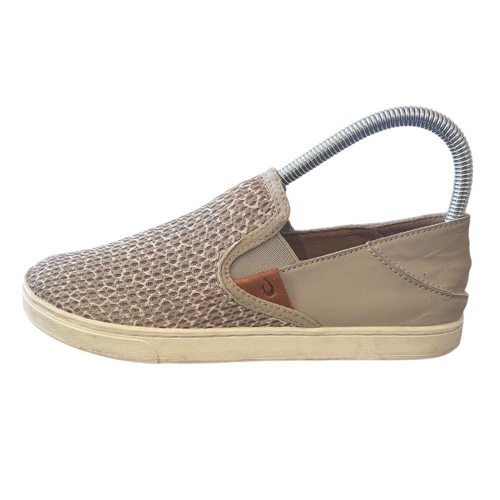 Oluka Womens Slip On Sneakers Tan Leopard Print Mesh Comfort Casual Shoes Sz 7 - Picture 5 of 14